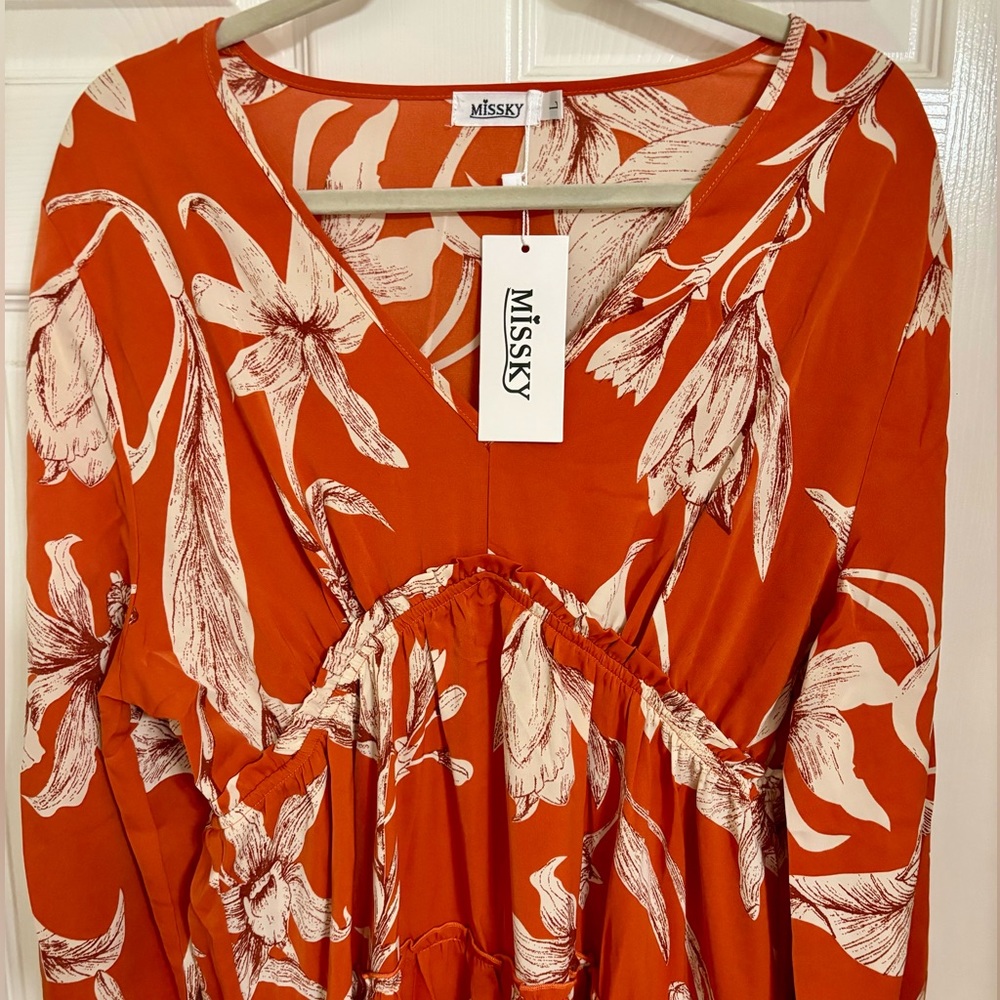 Miss Lili NWT Flower Print Dress ~ L
